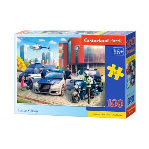 Castorland 100-teiliges Puzzle für Kinder ab 6 Jahren, mit einer Polizeistation, Polizeiautos, einem Hubschrauber und Polizisten - Castorland Puzzle