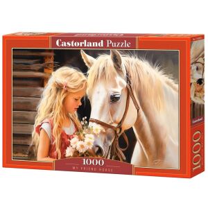 Puzzle Castorland 1000 de piese, My Friend Horse, cu o fată și un cal alb - Castorland Puzzle