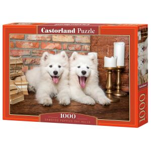 Puzzle Castorland 1000 dielikov s dvoma šteniatkami samojeda, ktoré hovoria ahoj - Castorland Puzzle