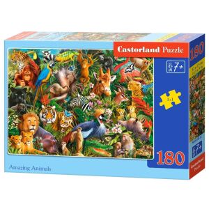 Castorland Amazing Animals 180-teiliges Puzzle, mit einem farbenfrohen Dschungelmotiv mit verschiedenen Tieren - Castorland Puzzle