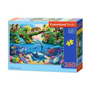 Puzzle Castorland Wild Nature 260 elementów dla dzieci, przedstawiające kolorową scenę podwodną z delfinami, rafami koralowymi i tropikalnymi zwierzętami - Castorland Puzzle