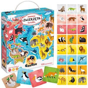 CzuCzu Memory Tiere der Welt Spiel, 108 Teile, Lernspiel für Kinder, Gedächtnisspiel, Tier-Matching-Spiel, Spaß für die ganze Familie - CzuCzu