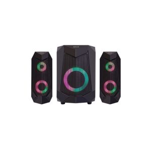 Astrum SM060 2.1 Multimedia-Lautsprecher-Set mit bunten LED-Beleuchtung, 3,5-mm-Klinke/USB, Bluetooth, 30 W - Astrum