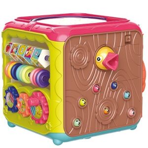 Flippy Cub Activități 6 în 1 - Jucărie pentru bebeluși cu sortator de forme, roți dințate, tobă, joc cu păsări și pian - Jocuri de dezvoltare pentru copii mici