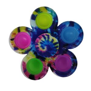 Stresszoldó játék egyszerű, gödröcskés, izgul játékpörgető 5 ponttal, többszínű szivárvány