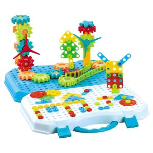 Flippy Jucărie educativă și interactivă, Set de construcție puzzle ABS cu burghiu pentru creativitate și dezvoltarea abilităților 2D și 3D, Valiză, +3, 31x7x25 cm, 338 piese - Jocuri de constructie - Lego