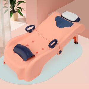 Сгъваема стойка за миене на коса Flippy за деца, светло розово, с регулируема облегалка за глава и нескользящи крачета - Flippy