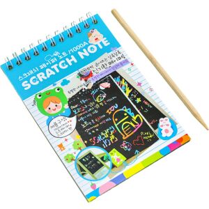 Бележник със скреч карти KeepHome, DIY Magic Scratch, 12 листа, Rainbow, Wooden Pencil, Черен картон, 14,2 x 9,8 cm, Baby Blue 113889992