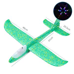 Flippy Glider repülőgép, teljes hosszúságú lámpákkal, poliészter, 48 cm, zöld