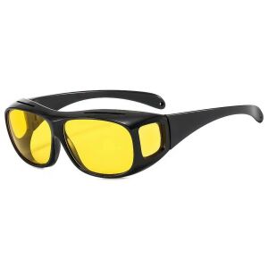 Ochelari pentru Viziune pe Timp de Noapte, KipHome, Polarizati, pentru Condus, Ciclism, cu Posibilitatea Purtarii peste Ochelarii de Vedere, cu Lentila Galbena, pentru Protectie, Rama Neagra, 113890100 - Ochelari de soare pentru barbati