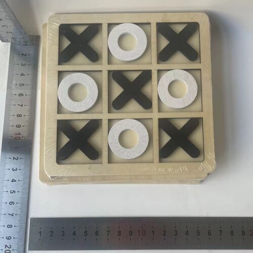Montessori Tic Tac Toe játék, fa, fekete-fehér, 9 darab