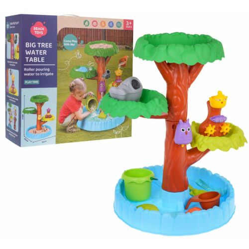 Beach Toys Großer Baum Wassertisch, Outdoor-Wasserspiel für Kinder, ab 3 Jahren, mit Wassergießen und Bewässerungssystem, inklusive Eimer, Gießkanne, Formen, Schaufel, Rechen