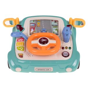 Simulator interactiv auto verde cu volan, schimbător de viteze și ecran de bord. - Ramiz