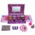 Zestaw do makijażu Chez Nino My Beauty World dla dzieci, fioletowy, otwarty, z lusterkiem, cieniami do powiek, błyszczykiem do ust, lakierem do paznokci, naklejkami, sztucznymi paznokciami i pędzlami