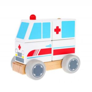 Fa mentőautó 4 építőelemből álló készlet