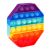 Jucărie siliconică hexagonală Anti-stres Rainbow Pop It, prim-plan