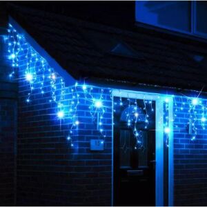 Niebieskie światełka choinkowe w kształcie sopli, 600 LED, 30 metrów, światełka w kształcie sopli, zewnętrzne światełka choinkowe, ozdoby choinkowe - Boże Narodzenie