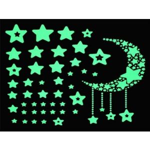 52 db-os, sötétben világító csillag falmatrica dekorációs készlet gyerekszobába 113904296 - Gyerek falmatrica