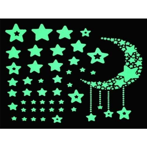 52 db-os, sötétben világító csillag falmatrica dekorációs készlet gyerekszobába 113904296