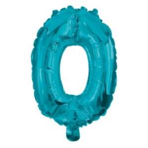 Синьо фолио балон с цифра 0, 32 см - Реквизит за партита