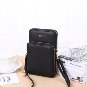 Fekete cipzáros crossbody női táska mindennapi használatra 113910445