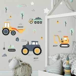 Munkagépes faldíszítő matrica szett - Kreatív dekoráció gyerekszobába és játszószobába 113911629 - Gyerek falmatrica
