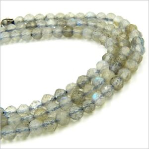 Labradorit nyaklánc, fazettált labradorit gyöngyök, ezüst kapoccsal - Női ékszer