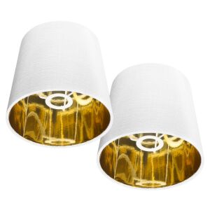 Set de 2 abajururi albe Navaris cu căptușeală aurie, diametru 17 cm, soclu E14 - Construcții și renovări