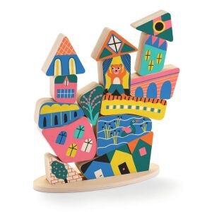 Djeco Ze Stakaboom blocuri de echilibru din lemn stivuite pe bază - Joc de construcție din lemn