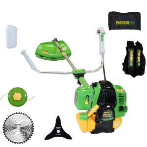 PartnerPro PP-57 cositoare cu benzină cu accesorii, inclusiv o lamă, un cap de fir, o hamă dublă și o geantă de transport - Masini de tuns iarba
