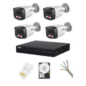 Dahua 4 kamerás biztonsági rendszer NVR-rel, merevlemezzel, kábelekkel és tartozékokkal - Dahua
