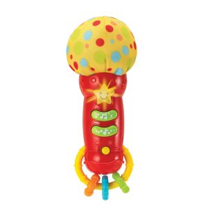 Microfon Baby Rock Star de la WinFun, jucărie muzicală interactivă pentru bebeluși cu lumini, sunete și inele rotative - OEM Jocuri si jucării educative