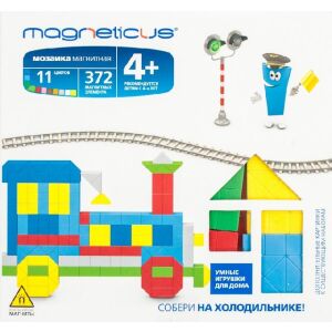 Puzzle magnetic cu imagini, tren, 372 piese, 11 culori 113922411 - Joc de construcție magnetic