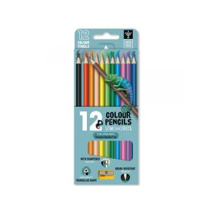 Ars Una 12 színű ceruza hegyezővel, háromszögletű forma, törésálló, titán-dioxid mentes - Ars Una