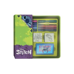 Bélyegzőkkel és filctollakkal ellátott készlet tárolódobozban