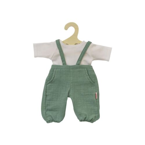 Heless 2 részes baba ruha, zöld nadrág és fehér póló, 35-45 cm-es babákhoz - Játékbaba ruha