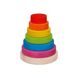 Goki fa egymásra rakható torony, 7 darab, szivárvány színek, fa játék kisgyermekeknek - Goki