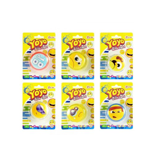 6 db világító emoji yoyo, különféle mintákkal - Pörgettyűs játék