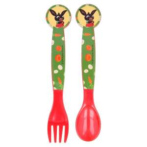 Bing Greens plastic fork and spoon set, featuring a cute bunny design, perfect for toddlers and kids - Children's cutlery