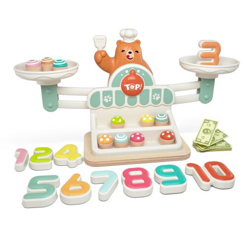 Kis Mackó Mérleg Tanuló Játék, szórakoztató és oktató játék gyerekeknek, hogy megtanulják a számokat, a súlyokat és a pénzt