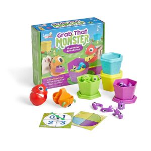 Grab That Monster Feinmotorik-Aktivitätsset von Hand2Mind, ein lustiges und lehrreiches Spiel für Vorschulkinder - Schaukelpferde, Schaukeltiere und Entwicklungsspiele für Kinder im Kindergartenalter