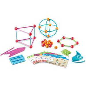 Set de construcție Learning Resources 3D Shapes in the Sea, arătând toate piesele și cărțile de activitate - Learning Resources