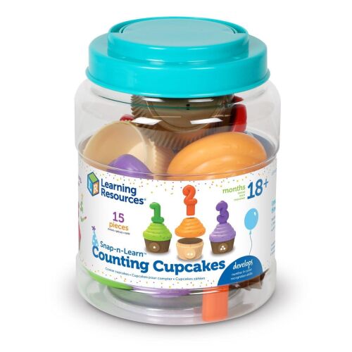 Learning Resources Snap-n-Learn Counting Cupcakes, un set colorat de cupcakes pentru a învăța numerele și a dezvolta abilități matematice timpurii