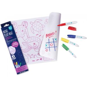 Super Petit MINI Play Mat Sirenă, tablă de desen din silicon cu două fețe, cu 4 markere lavabile, 30 x 20 cm - Table de scris si desenat
