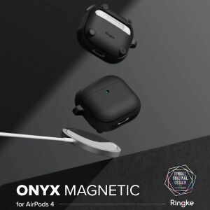 AirPods 4 fedél – Ringke Onyx mágnes – meleg szürke