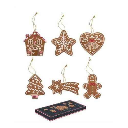 R2S.2188GING Porcelándíszek 7cm, 6db-os szett dobozban, Gingerbread 113957214