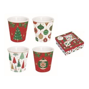 R2S.176JING Porcelán eszpresszópohár 100ml, 4 személyes, dobozban, Jingle Bells 113957219 - Konyha & Étkezés