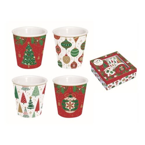 R2S.176JING Porcelán eszpresszópohár 100ml, 4 személyes, dobozban, Jingle Bells 113957219
