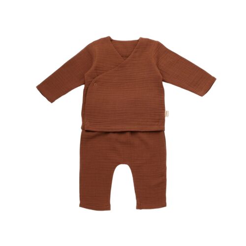 Elhasznált blúz és hosszú muszlin nadrág garnitúra, BabyCosy, 100% organikus pamut, tégla (Méret: 18-24 hónap) 113958747