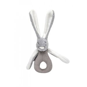 BabyJem Baby csörgő játék, plüss nyuszi, 3 hónap+ (szín: szürke)